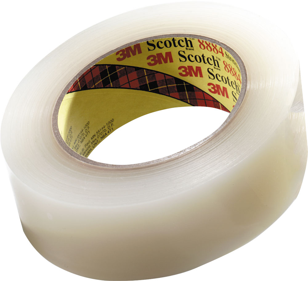 For custom light cargo containment and pallet racking. The tensile strength increases as the tape stretches around the paddle. Does not damage graphics when removed.